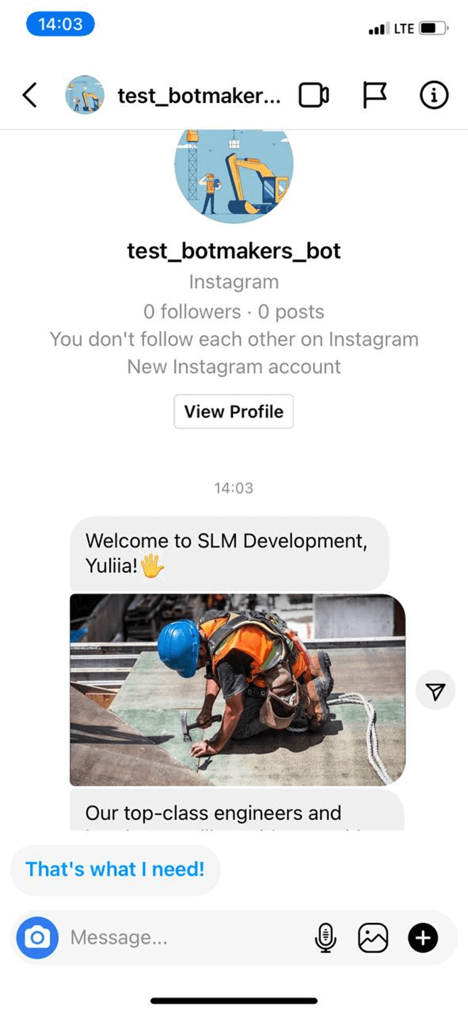 Construction Company bot screenshot