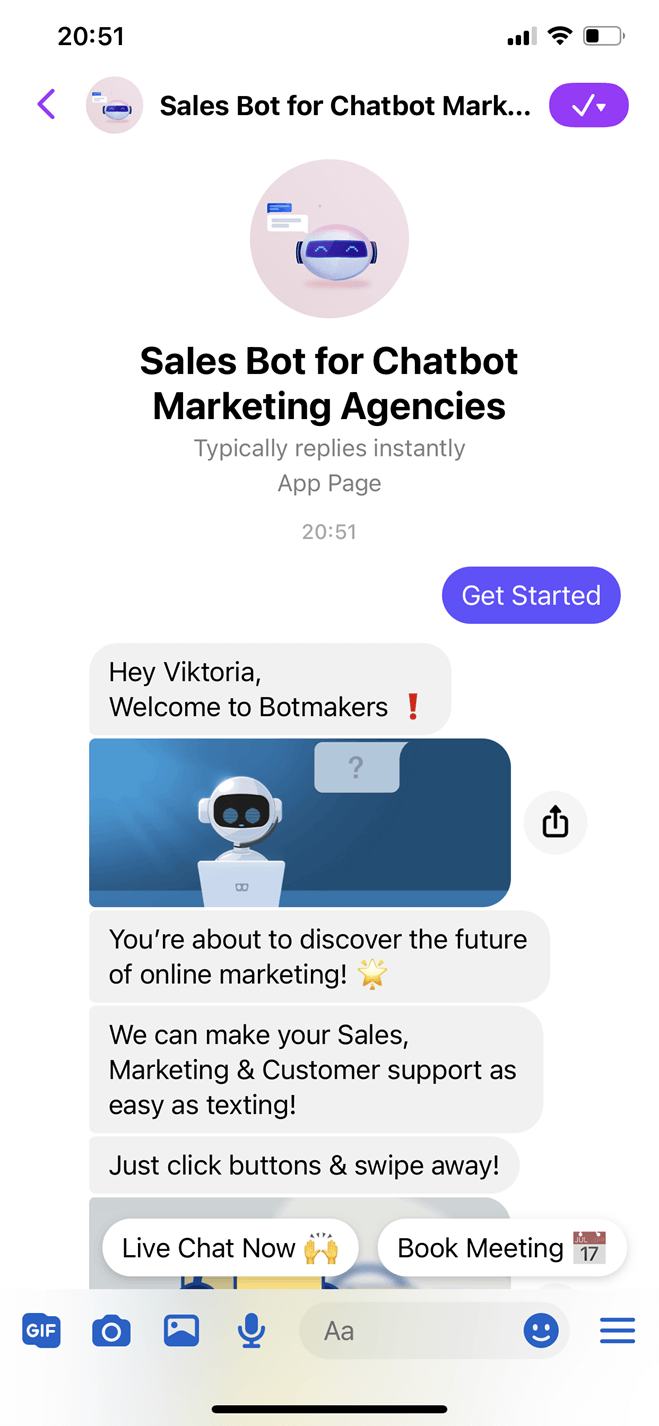 Bot marketing agency bot screenshot