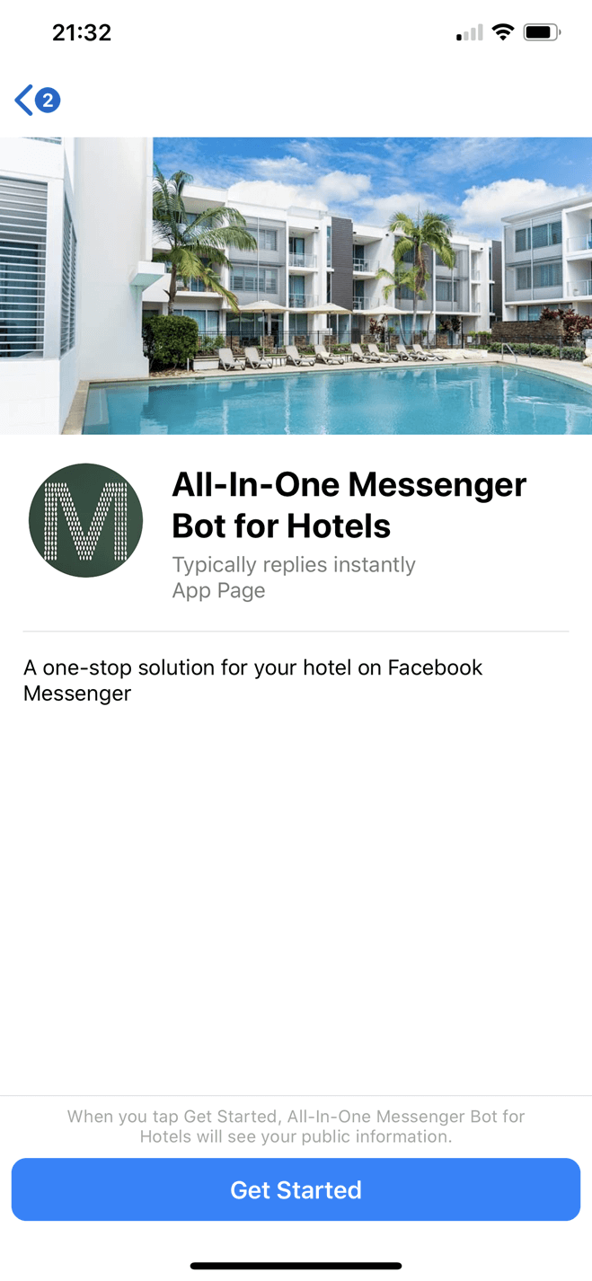 Hotel Messenger bot screenshot