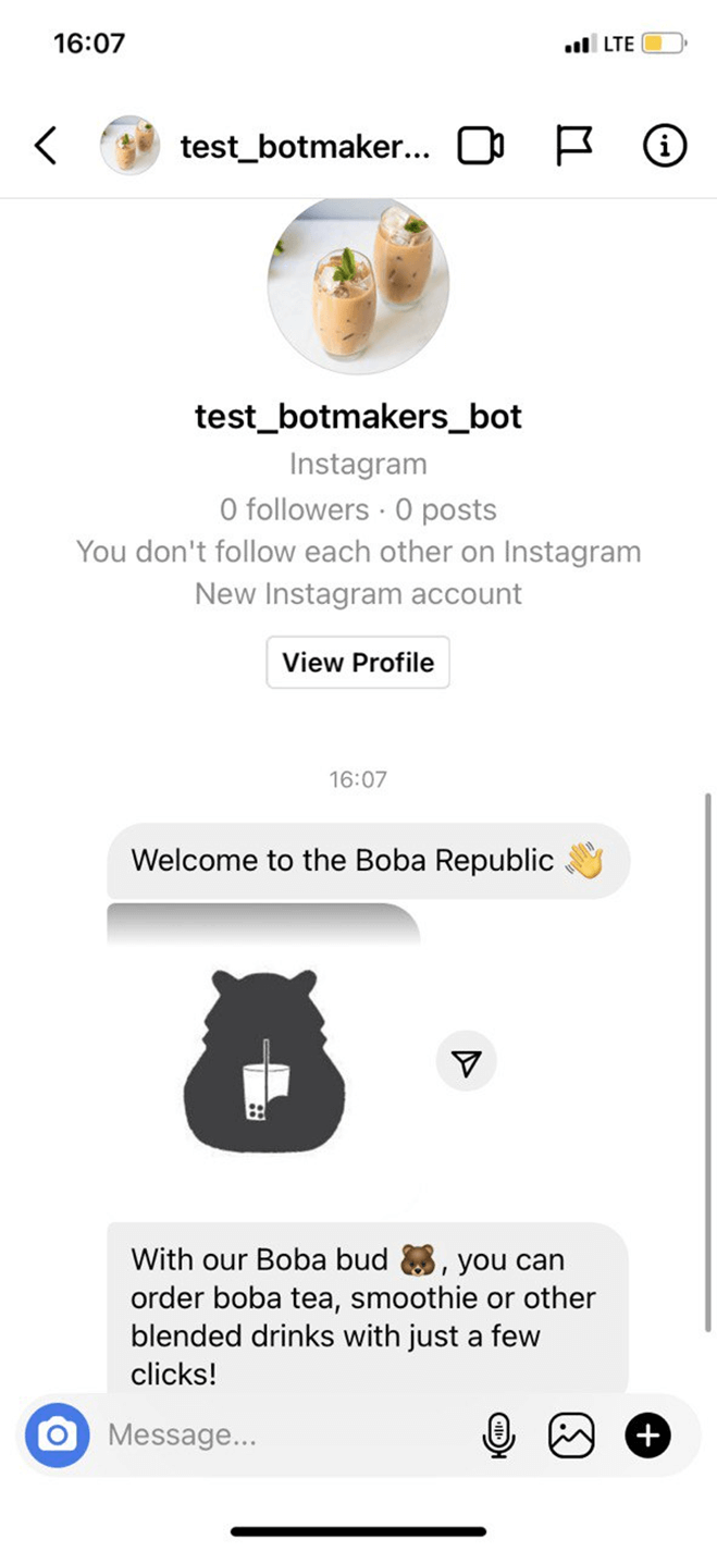 Tea Shop Bot for Instagram bot screenshot
