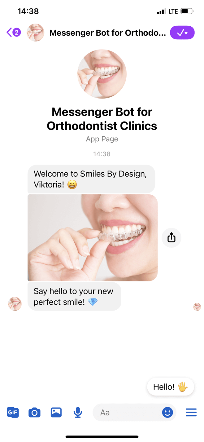 Orthodontist clinic Messenger bot screenshot