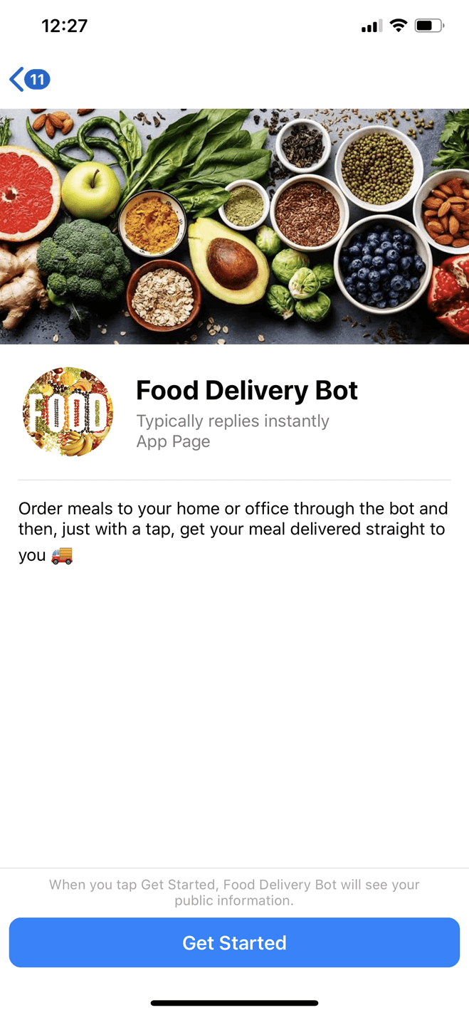 Food Delivery bot screenshot