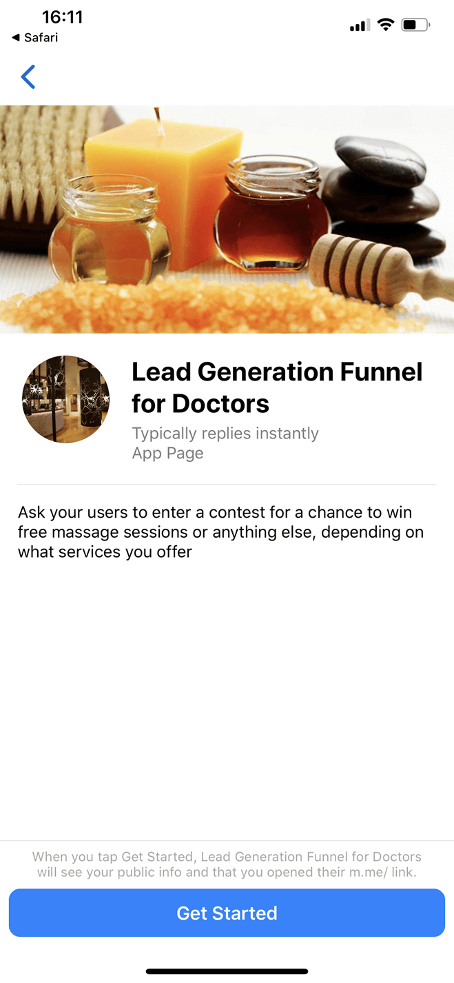 Lead Generation Funnel for Doctors Messenger bot screenshot