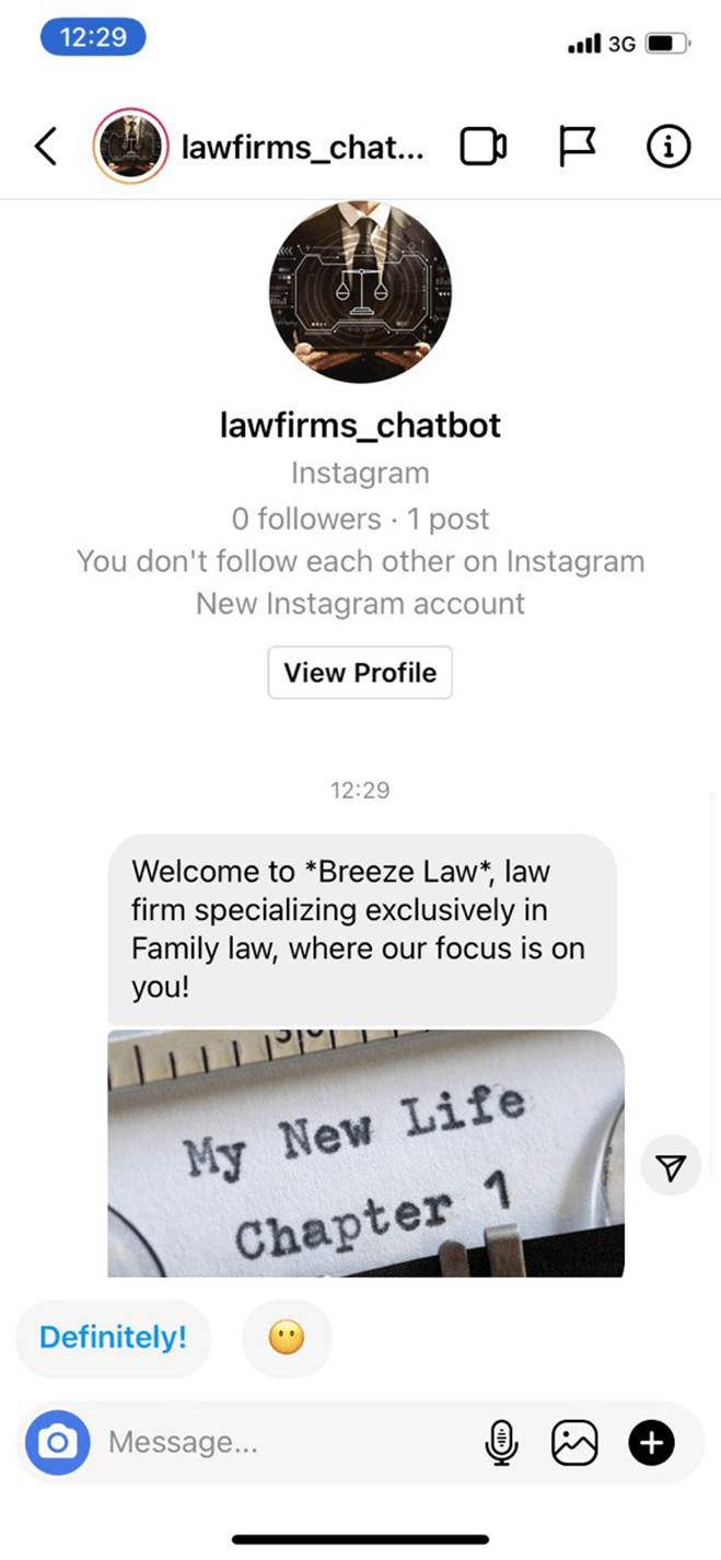 Law Firm Messenger bot screenshot
