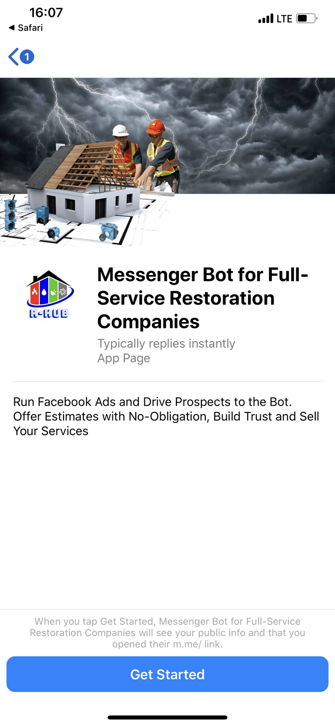 Full-Service Restoration Companies bot screenshot
